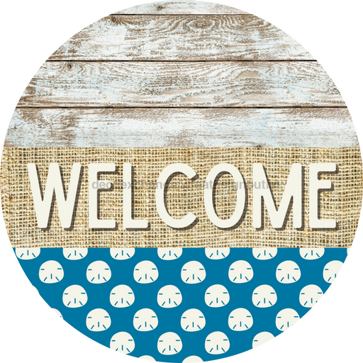 Wreath Sign, Sand dollar Sign, Crustaceancore Sign, DECOE-2090, Sign For Wreath, Round Sign, DecoExchange - DecoExchange®