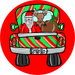 Wreath Sign, Santa Christmas Truck, 10" Round, Metal Sign, DECOE-701, DecoExchange, Sign For Wreath - DecoExchange