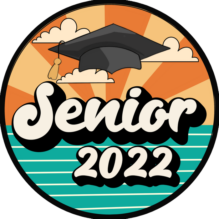 Wreath Sign, School Sign, Senior 2022, Sign, Graduation Sign, 10" Round Metal Sign CR-045, DecoExchange, Sign For Wreath - DecoExchange