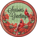 Wreath Sign, Seasons Greetings, Cardinal Sign, 10" Round Metal Sign DECOE-188, DecoExchange, Sign For Wreaths - DecoExchange
