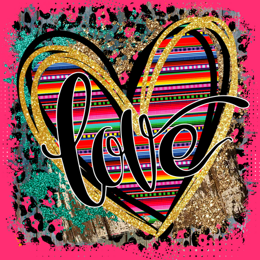 Wreath Sign, Serape Valentine Heart Sign, 10"x10" Metal Sign DECOE-243, Sign For Wreath, DecoExchange - DecoExchange