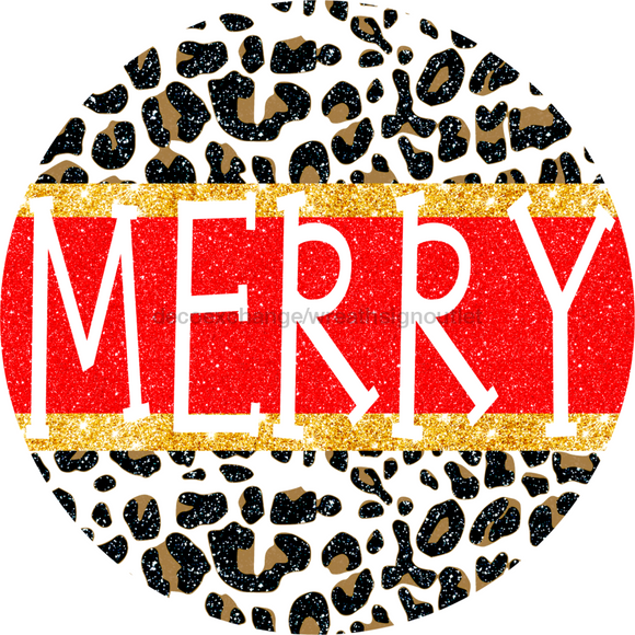 Wreath Sign, Snow Leopard, Merry Christmas Sign, 10