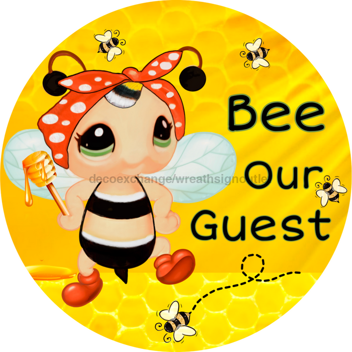 Wreath Sign, Spring Sign, Bee Sign, 10" Round Metal Sign DECOE-388, Sign For Wreath, DecoExchange - DecoExchange