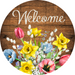 Wreath Sign, Spring Sign, Welcome Flower Sign, 10" Round Metal Sign DECOE-422, Sign For Wreath, DecoExchange - DecoExchange