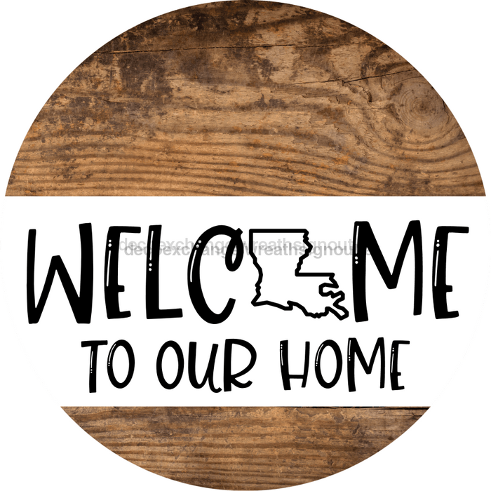 Wreath Sign State Welcome Custom Decoe-2351 For Round 18 Wood