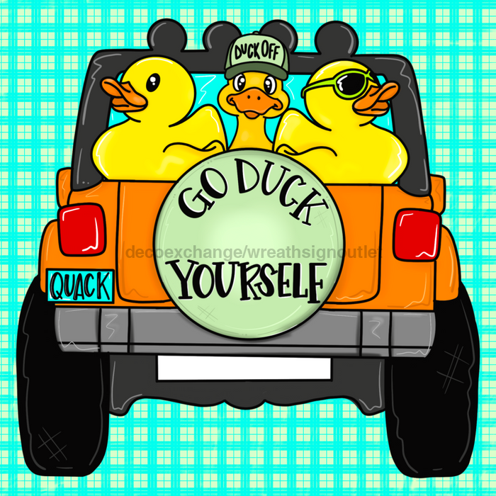 Wreath Sign, Summer Sign, Duck Yourself, 10"x10" Metal Sign CR-017, DecoExchange, Sign For Wreath - DecoExchange