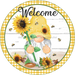 Wreath Sign, Sunflower Gnome, Welcome Sign, 10" Round Metal Sign DECOE-275, Sign For Wreath, DecoExchange - DecoExchange