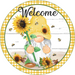 Wreath Sign, Sunflower Gnome, Welcome Sign, 18" Wood Round  Sign DECOE-275, Sign For Wreath, DecoExchange