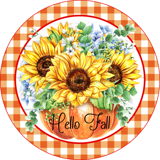 Wreath Sign, Sunflower Sign, Pumpkin Sign, 18" Wood Round,  Sign, DECOE-115, DecoExchange, Sign For Wreath