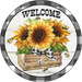 Wreath Sign, Sunflower Welcome Sign, 10" Round Metal Sign DECOE-260, Sign For Wreath, DecoExchange - DecoExchange