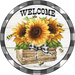 Wreath Sign, Sunflower Welcome Sign, 10" Round Metal Sign DECOE-260, Sign For Wreath, DecoExchange - DecoExchange