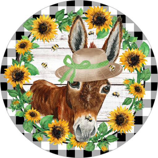 Wreath Sign, Sunflowers Sign, Farm Sign, Donkey Sign, Welcome Sign, Round Sign, DECOE-513, Sign For Wreath, DecoExchange - DecoExchange