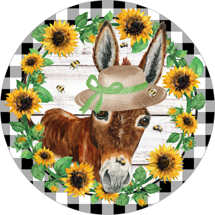 Wreath Sign, Sunflowers Sign, Farm Sign, Donkey Sign, Welcome Sign, Round Sign, DECOE-513, Sign For Wreath, DecoExchange - DecoExchange