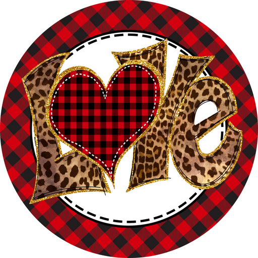 Wreath Sign, Valentine Sign, Valentine Hearts, 12" Round Metal Sign DECOE-427, Sign For Wreath, DecoExchange - DecoExchange