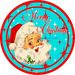 Wreath Sign, Vintage Santa Sign, 12" Round, Metal Sign, DECOE-712, DecoExchange, Sign For Wreath - DecoExchange
