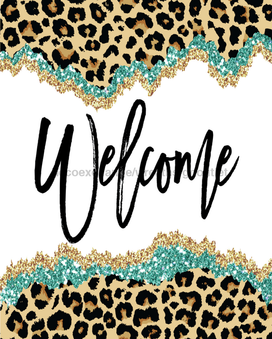 Wreath Sign, Welcome Sign, Animal Print Sign, 8x10" Metal Sign DECOE-376, Sign For Wreath, DecoExchange - DecoExchange