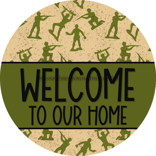 Wreath Sign Welcome Wreath Sign Army Veterans Decoe-2398 For Round 12 metal