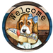 Wreath Sign, Welcome Sign, Beagle Sign, 10" Round Metal Sign DECOE-288, Sign For Wreath, DecoExchange - DecoExchange