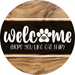 Wreath Sign, Welcome Cat Hair, 18" Wood Round Sign, DECOE-633, DecoExchange, Sign For Wreath - DecoExchange®