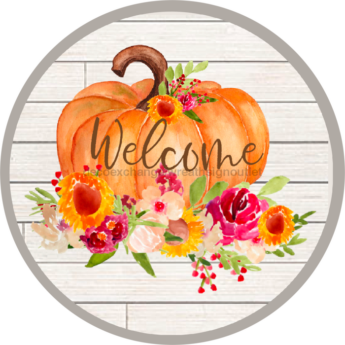 Wreath Sign, Welcome Sign, Fall Sign, 10" Round Metal Sign DECOE-727, Sign For Wreath, DecoExchange - DecoExchange