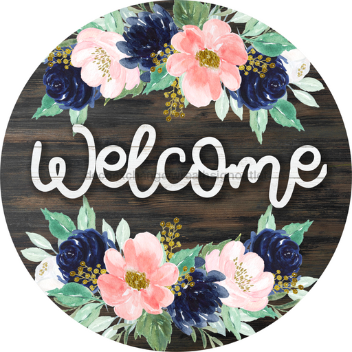 Wreath Sign, Welcome Sign, Floral Sign, 12" Round Metal Sign DECOE-807, Sign For Wreath, DecoExchange - DecoExchange
