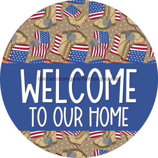 Wreath Sign Welcome Wreath Sign Military Veterans Decoe-2399 For Round 10 Metal