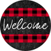 Wreath Sign, Welcome Sign, Red and Black Sign, 12" Round Metal Sign DECOE-848, Sign For Wreath, DecoExchange - DecoExchange