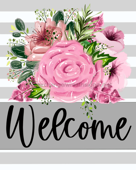 Wreath Sign, Welcome Sign, Roses Sign, Everyday Sign, 8x10"Metal Sign DECOE-370, Sign For Wreath, DecoExchange - DecoExchange