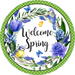Wreath Sign, Welcome Spring Sign, Blue Flower Sign, DECOE-527, Sign For Wreath, DecoExchange - DecoExchange