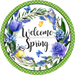 Wreath Sign, Welcome Spring Sign, Blue Flower Sign, DECOE-527, Sign For Wreath, DecoExchange - DecoExchange