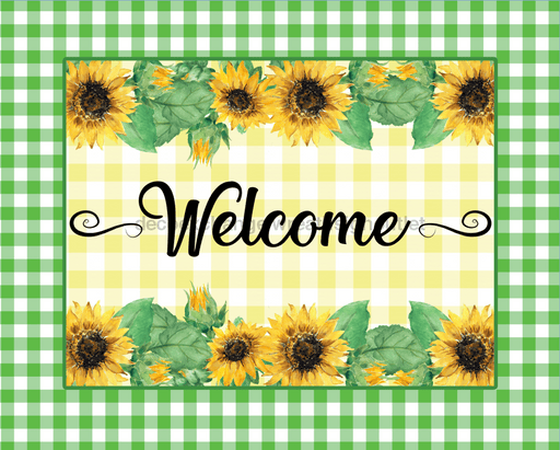 Wreath Sign, Welcome Sunflower Sign, 8x10" Metal Sign, DECOE-587, DecoExchange, Sign For Wreath - DecoExchange
