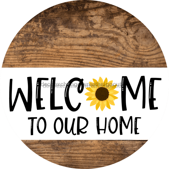 Wreath Sign Welcome Sunflower Decoe-2353 For Round 12 metal