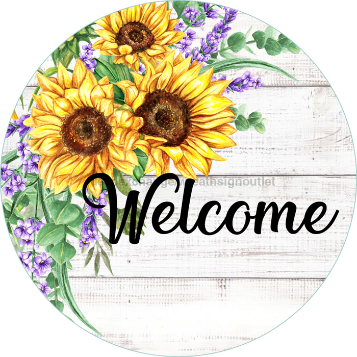 Wreath Sign, Welcome Sign, Sunflower Sign, DECOE-536, Sign For Wreath, DecoExchange - DecoExchange