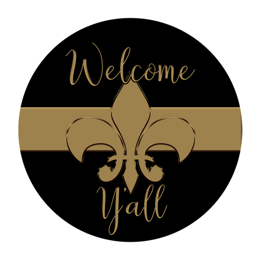 Wreath Sign, Welcome Yall, 18" Wood Round Sign, DECOE-628, DecoExchange, Sign For Wreath - DecoExchange®
