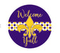 Wreath Sign, Welcome Yall, 18" Wood Round Sign, DECOE-629, DecoExchange, Sign For Wreath - DecoExchange®