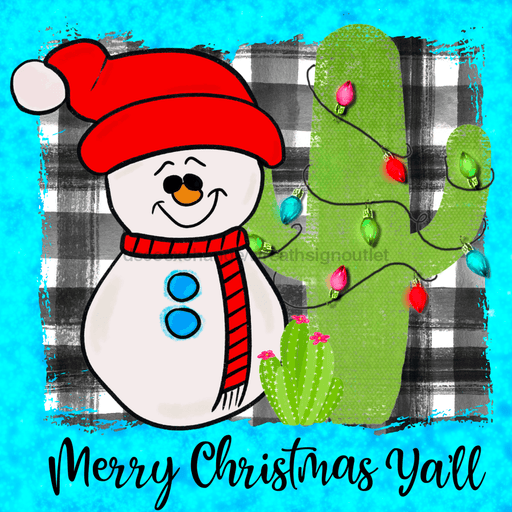 Wreath Sign, Western Christmas, Cactus Christmas, Santa Christmas Sign, 10"x10" Metal Sign, DECOE-995, Sign For Wreath, DecoExchange - DecoExchange