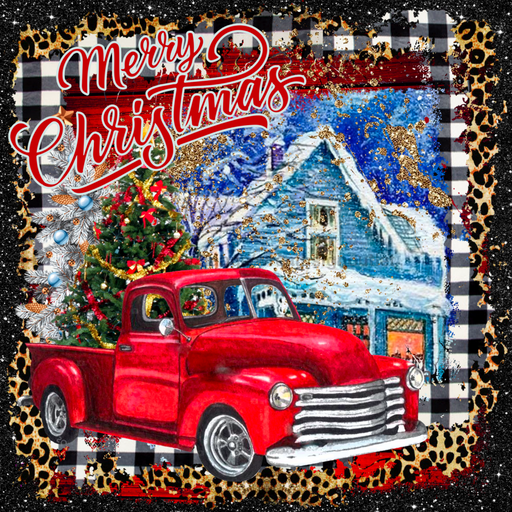 Wreath Sign, Western Christmas, Truck Christmas Sign, 10"x10" Metal Sign, DECOE-962, Sign For Wreath, DecoExchange - DecoExchange