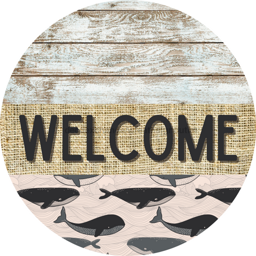 Wreath Sign, Whale Sign, Crustaceancore Sign, DECOE-2094, Sign For Wreath, Round Sign, DecoExchange - DecoExchange®