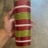 XB102910-09  Lime Fabric/Red Metlc-Wht Strp Mesh, 10"X10Y - DecoExchange®