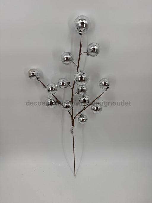 Xmas Ball Spray Silver 69342 Greenery