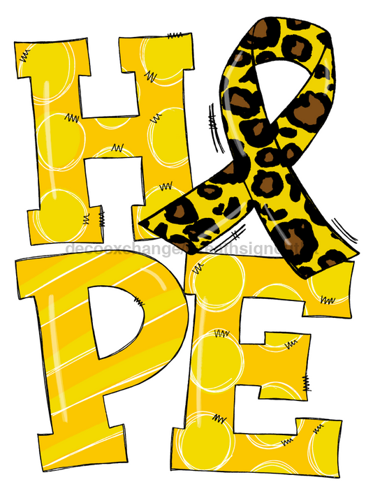 Yellow Hope Sign Awareness Door Hanger Wood Sign Decoe-W-0133 22