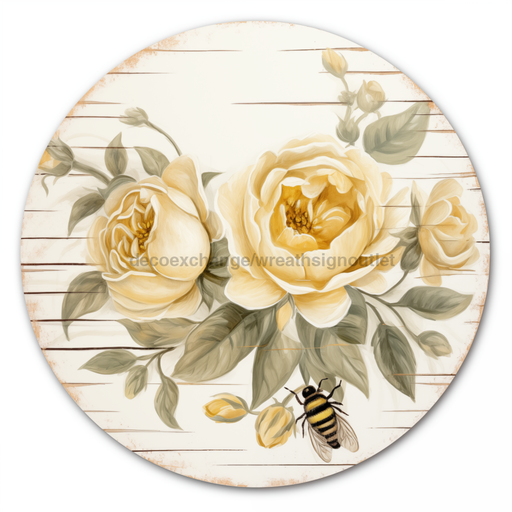Yellow Rose Sign, Every day Sign, DCO-00879, Sign For Wreath, 10" Round Metal Sign - DecoExchange®
