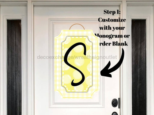 Yelow Last Name Initial Sign Welcome Custom Decoe-W-189-Dh For Wreath Round 22 Wood Cutout Door