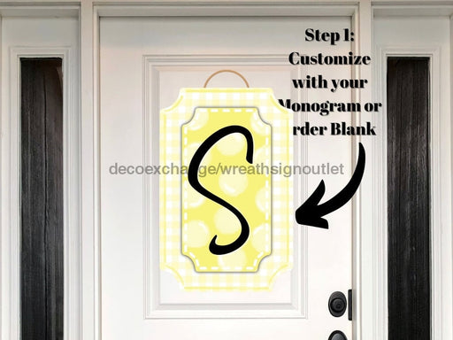 Yelow Last Name Initial Sign Welcome Custom Decoe-W-189-Dh For Wreath Round 22 Wood Cutout Door