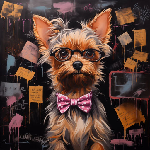 Yorkie Dog With Glasses Sign Funny Animal Wall Art Dco - 01354 For Wreath 10X10’ Metal