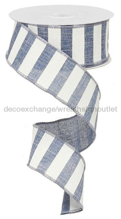 1.5"X10Yd Horizontal Stripe Blue Denim/White RX914865 - DecoExchange