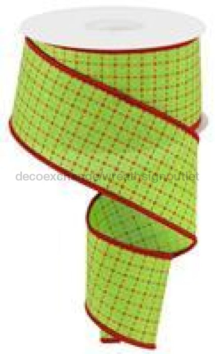2.5"X10Yd Raised Stitched Squares/Royal Lime/Red RG01678WY - DecoExchange