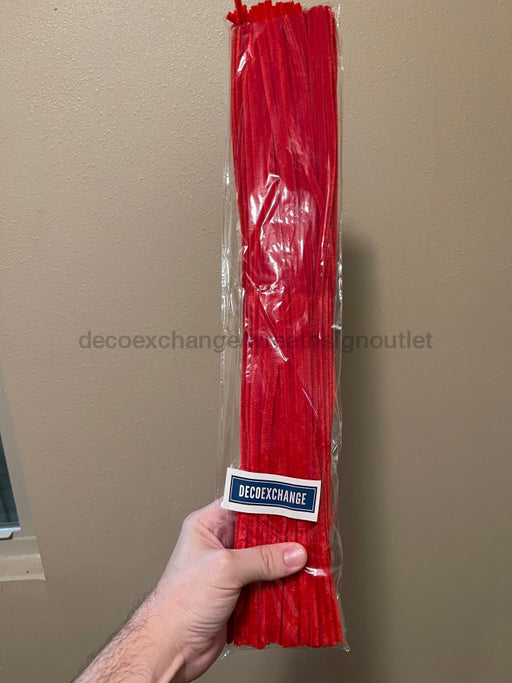 20" Pipe Cleaner Chenille Stem - Pack of 100 - Red - DECOE-004-Red - DecoExchange