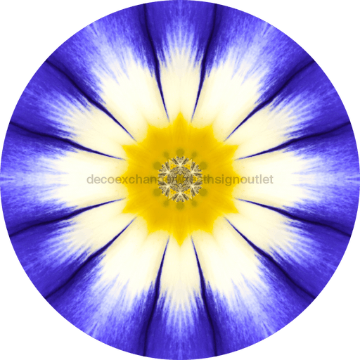 Geometric Flower Center Blue Decoe-W-Fc-0009 6 Wood