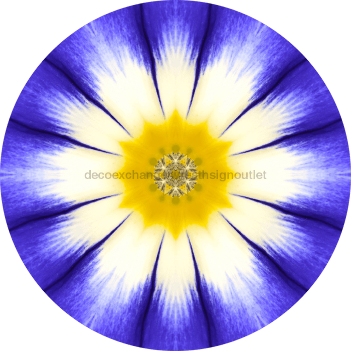 Geometric Flower Center Blue Decoe-W-Fc-0009 6 Wood